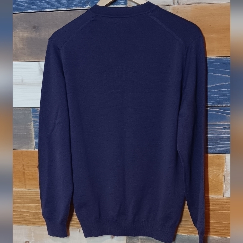 Black Brown 1826 M Made it Italy Merino Wool v-neck sweater purple - Picture 5 of 6